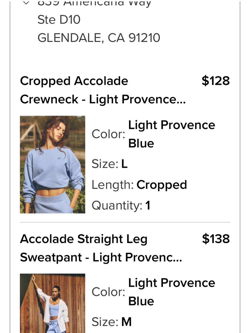 Alo Cropped Crewneck Sweater - Light Provence Blue